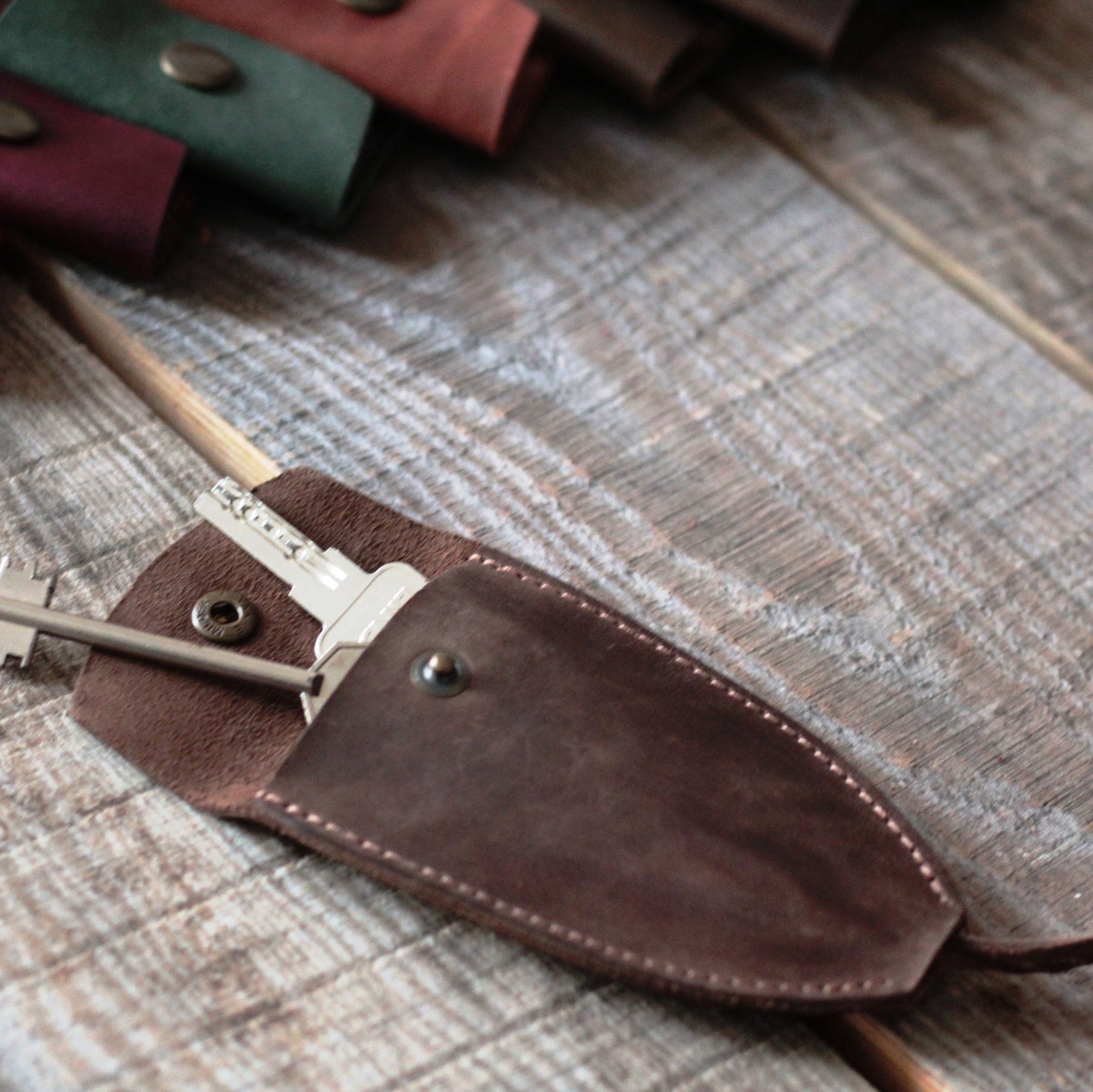 Skórzany pokrowiec na klucze
