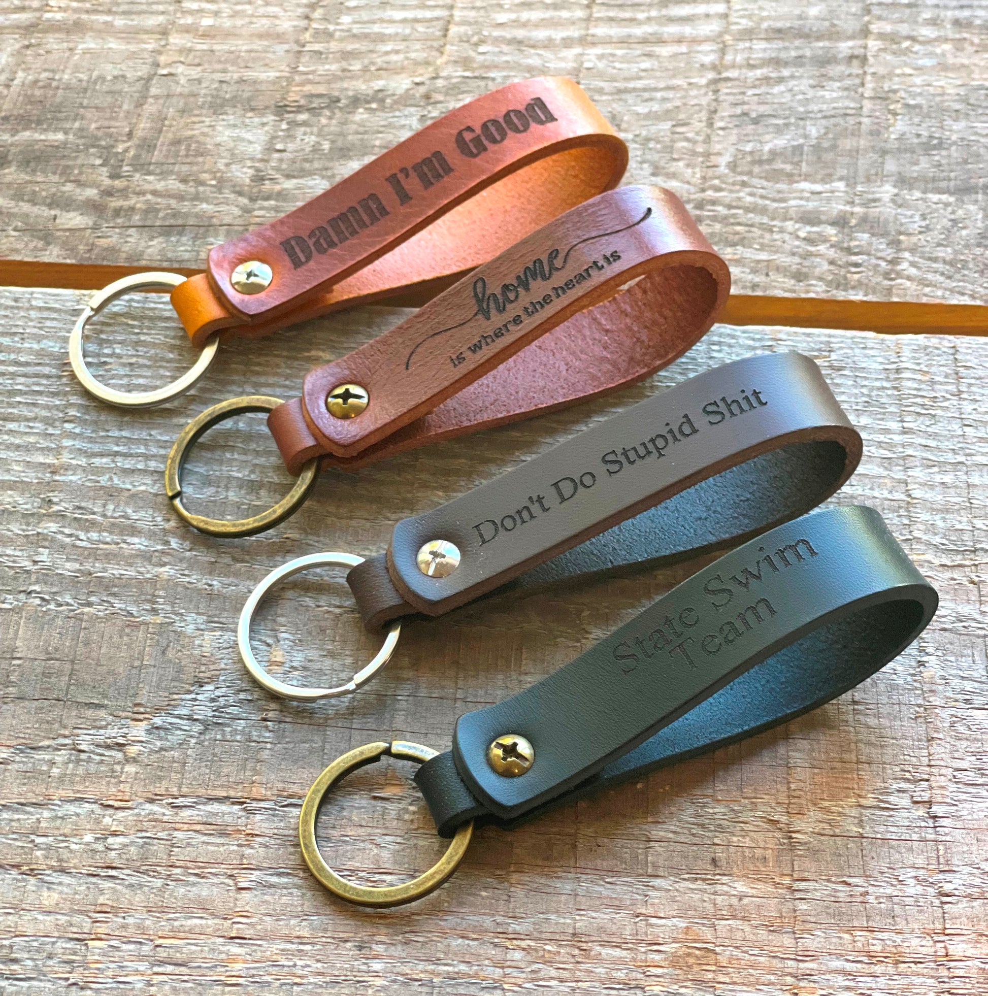 Personalized Leather Keychain Custom Key Fob