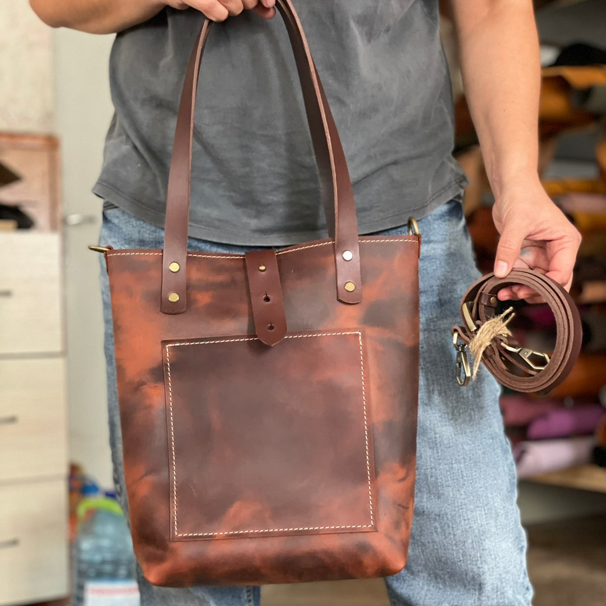 Duża torba skórzana